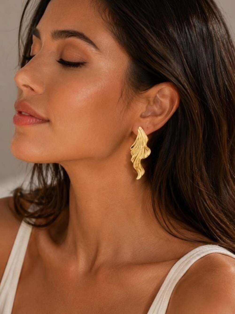 Wave Drop Earrings for Women -Gold